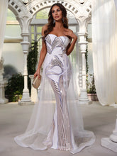 Mesh Overlay Sequin Prom Dress